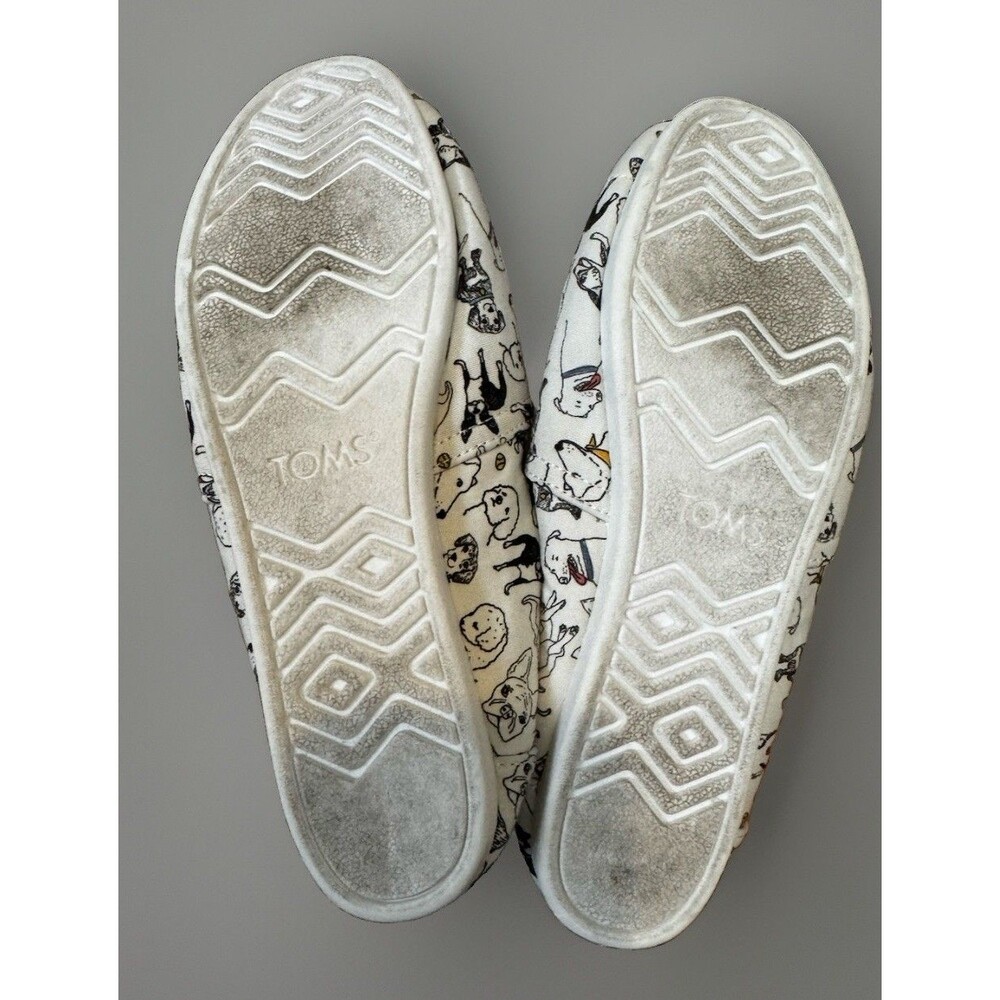 EUC Toms Women Sz 7.5 Office Dogs White Shoes Frenchie Poodle Labrador Husky - Picture 5 of 5